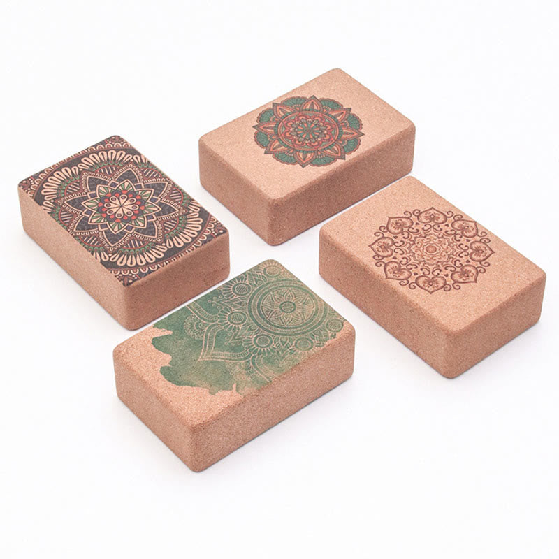 Bloque de corcho de yoga consciente con mandala tibetana de Buddha Stones