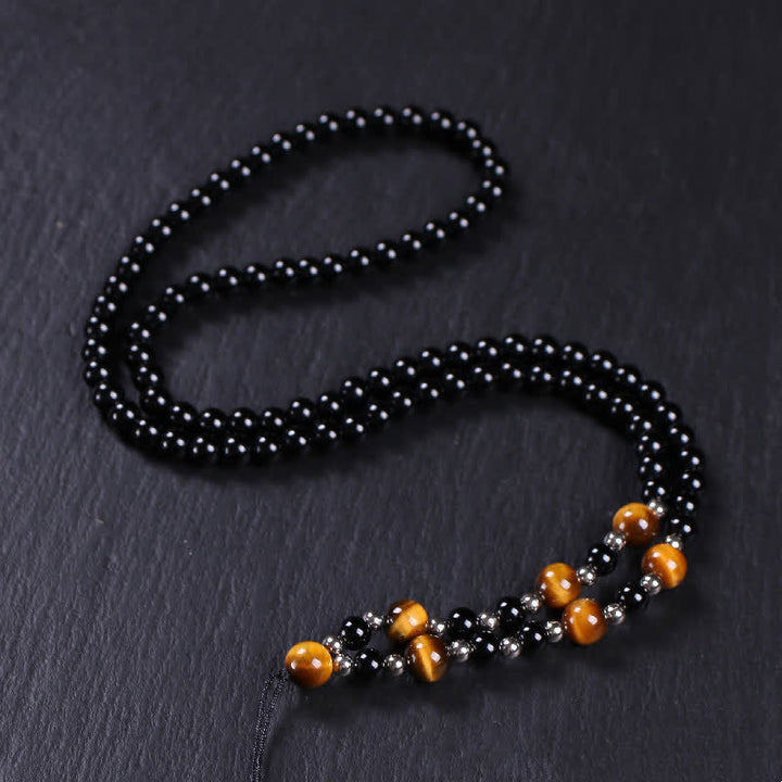 Colgante de collar con cuentas de purificación de obsidiana negra Bagua Yin Yang - image 7