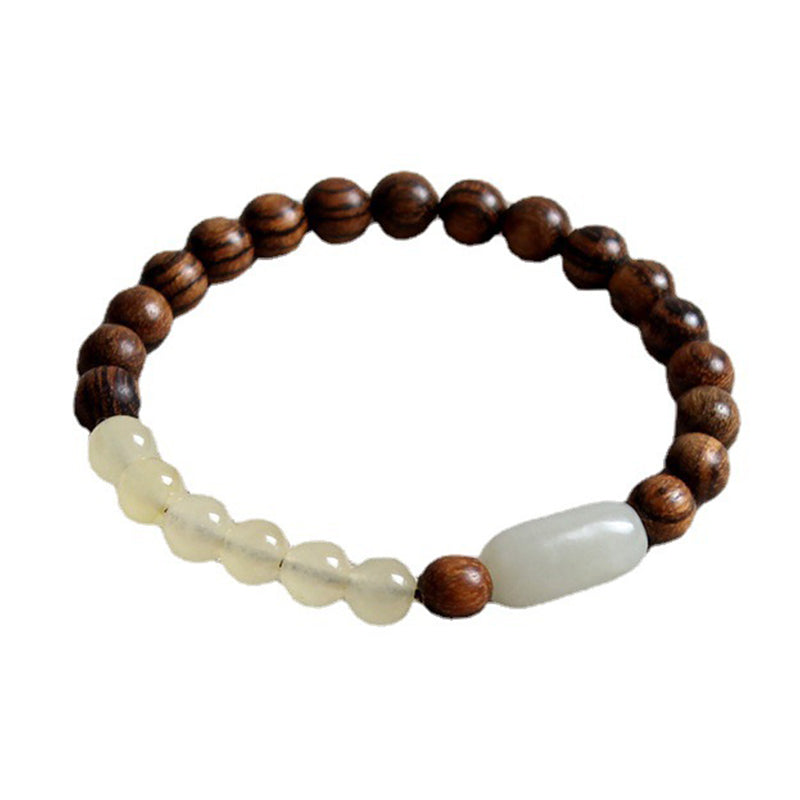 Pulsera de la abundancia de la suerte de sándalo de jade con Buddha Stones