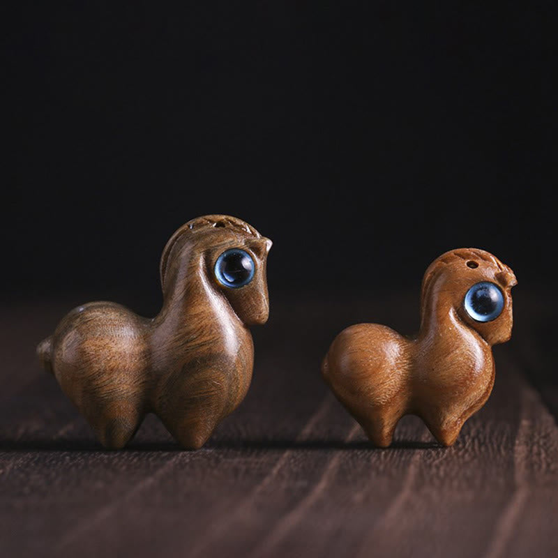 Buddha Stones, hoja pequeña, sándalo rojo, sándalo verde, Mini decoración de protección de caballo de la suerte