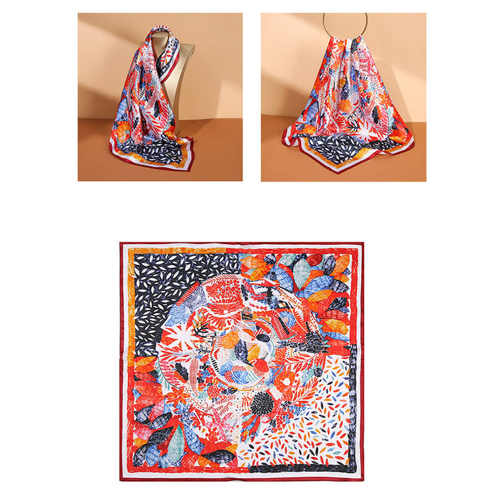 Buddha Stones escena pastoral globo aerostático flor de primavera 100% seda de morera cuello bufanda para el pelo - image 23