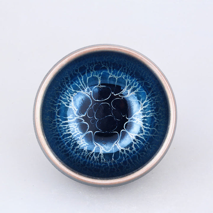 Buddha Stones hechas a mano, diseño de escamas de dragón Medusa, taza de té de cerámica china Jianzhan, taza de té Tenmoku Kung Fu