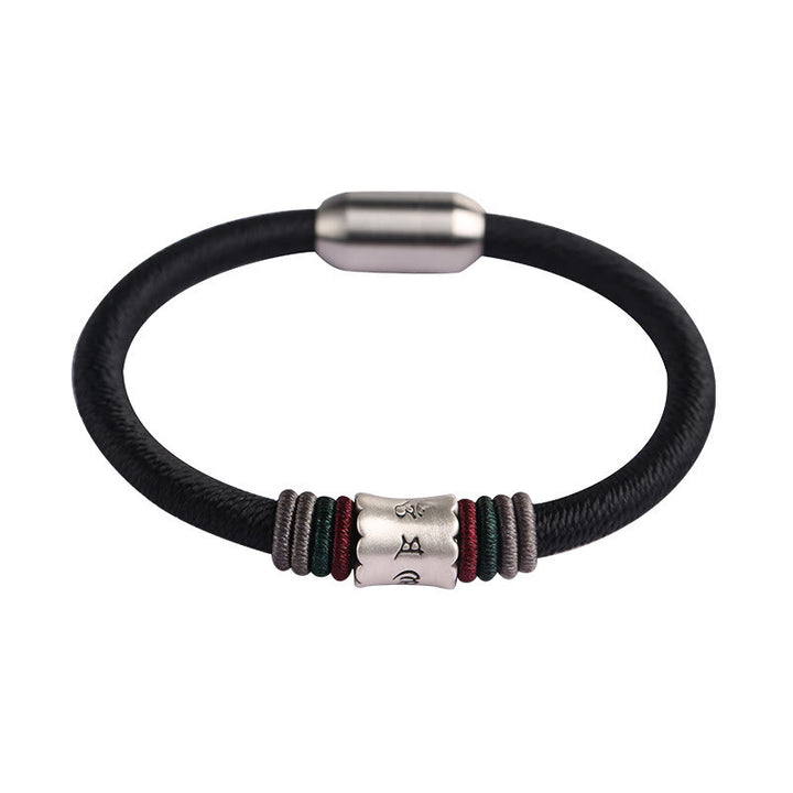 Pulsera con hebilla magnética de plata de ley 999 con Buddha Stones Om Mani Padme Hum Peace
