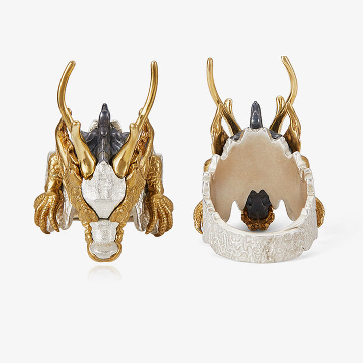 Colgante de anillo ajustable con protección de éxito de la suerte del dragón de plata de ley 925 con Buddha Stones - image 6