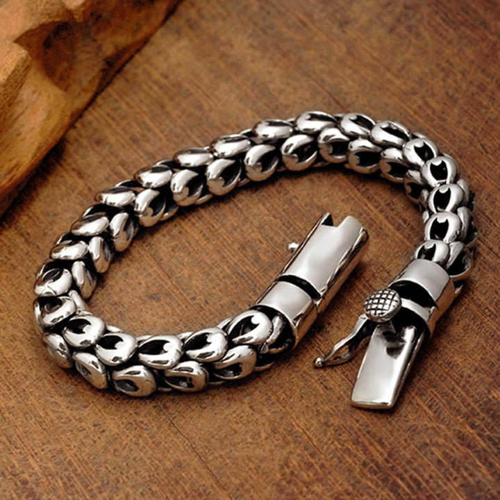 Pulsera de fuerza de éxito con patrón de escala de dragón retro de Buddha Stones