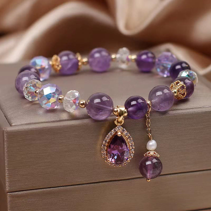 Pulsera con dije de alma curativa de corazón de amor de circón de amatista natural
