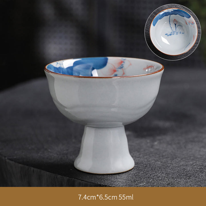 Tazas de té de cerámica de bambú con hojas de flor de loto y Buddha Stones, tazas de té de Kung Fu