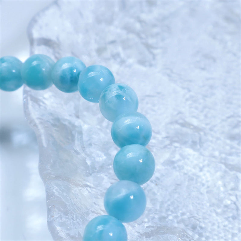 Pulsera de confianza de sabiduría de Larimar natural con Buddha Stones