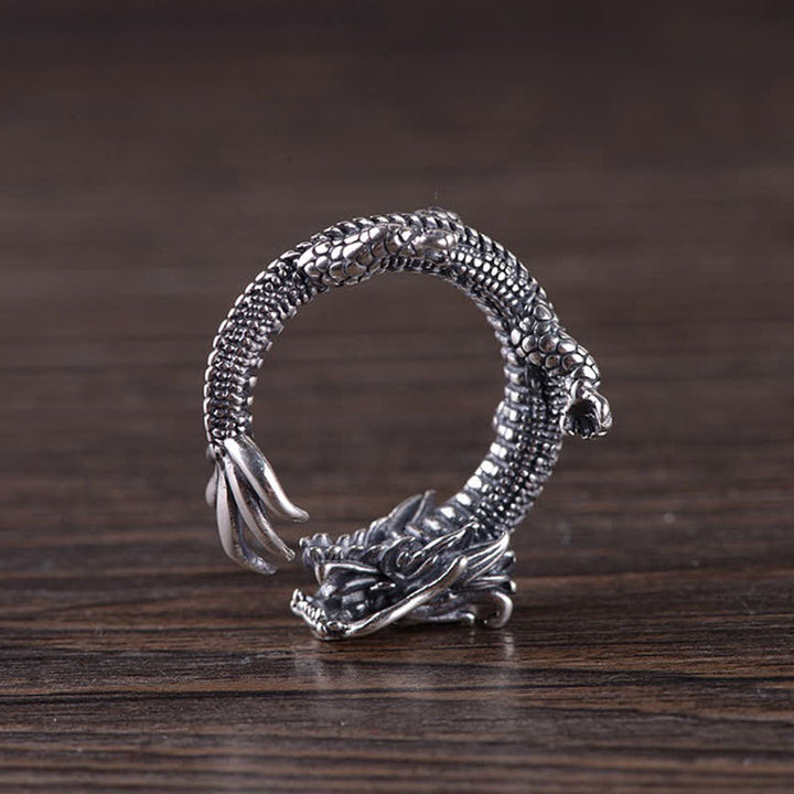 Anillo de protección de la suerte del dragón de plata de ley 925 - image 10