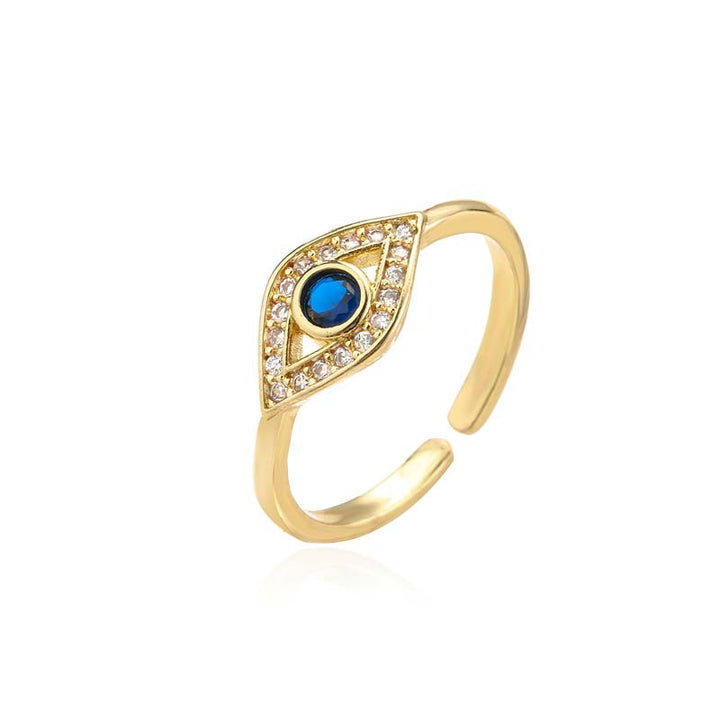 Anillo de cobre con bendición de protección contra el mal de ojo con Buddha Stones