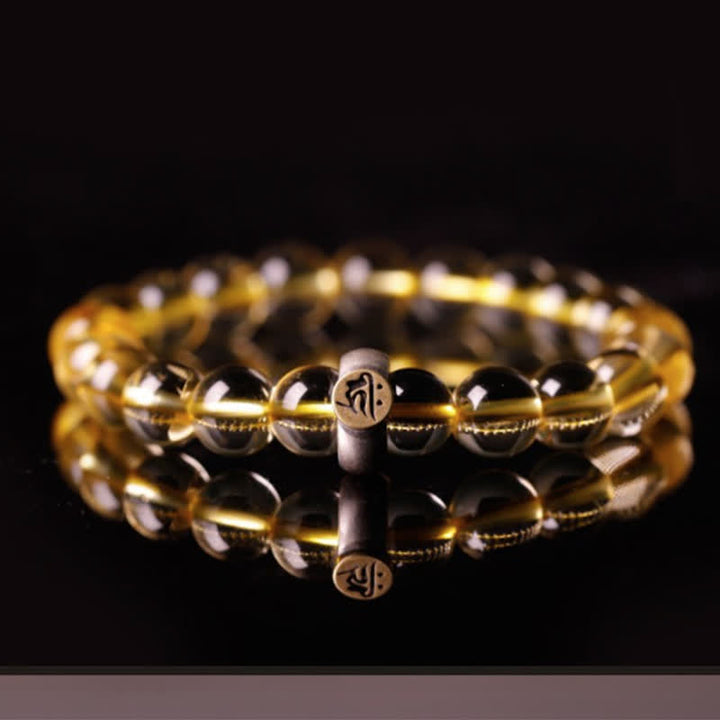 Pulsera de protección de citrino de Buda natal del zodíaco chino de plata de ley 925