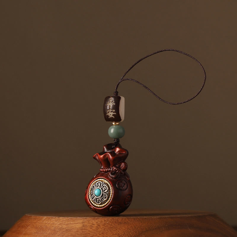 Buddha Stones, hoja pequeña, sándalo rojo, sándalo verde, bolsa de dinero, Om Mani Padme Hum, protección giratoria, decoración colgante - Sándalo rojo de hoja pequeña (Aleja a los malos espíritus ♥Protección) - Decoración para colgar el teléfono - image 5