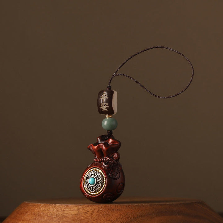 Buddha Stones, hoja pequeña, sándalo rojo, sándalo verde, bolsa de dinero, Om Mani Padme Hum, protección giratoria, decoración colgante - Sándalo rojo de hoja pequeña (Aleja a los malos espíritus ♥Protección) - Decoración para colgar el teléfono - image 5