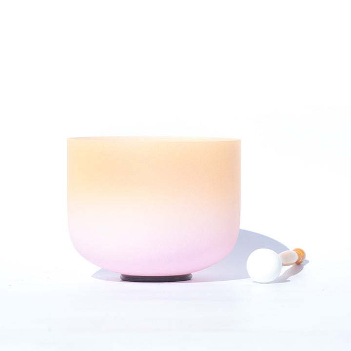 Cuenco con sonido de cristal tibetano, Color caramelo, hecho a mano para Yoga y meditación de atención plena, cuenco para cantar