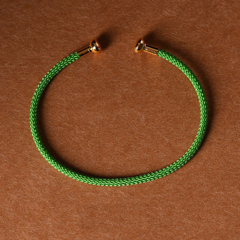 Pulsera de cuerda trenzada de la suerte hecha a mano con diseño simple de Buddha Stones - Verde - image 31
