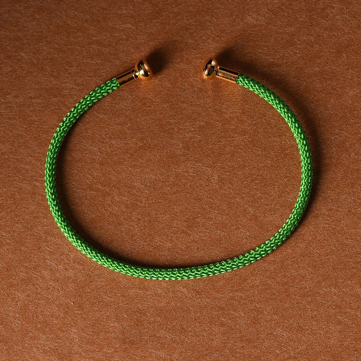 Pulsera de cuerda trenzada de la suerte hecha a mano con diseño simple de Buddha Stones - Verde - image 31