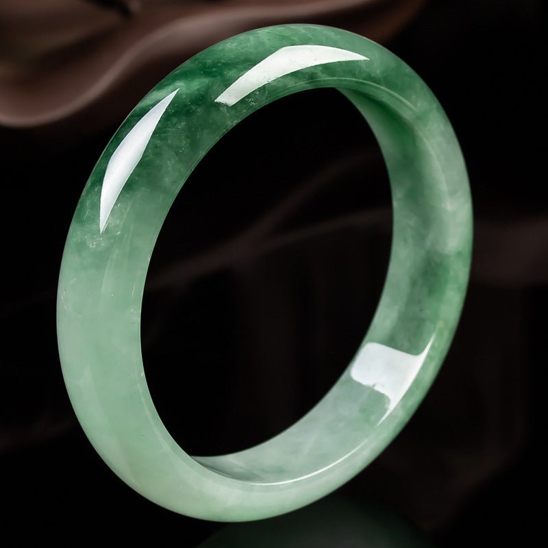 Brazalete de bendición de la fortuna de jade natural con Buddha Stones - 63-64 mm - image 0