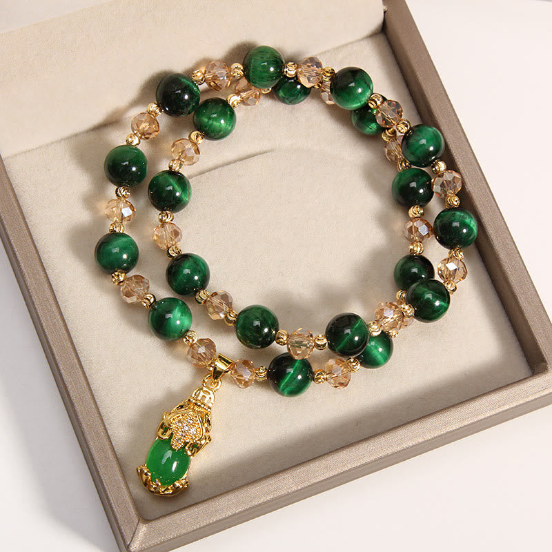 Ojo de tigre Pixiu Fox bolsa de dinero protección confianza en sí mismo pulsera de doble envoltura - image 6