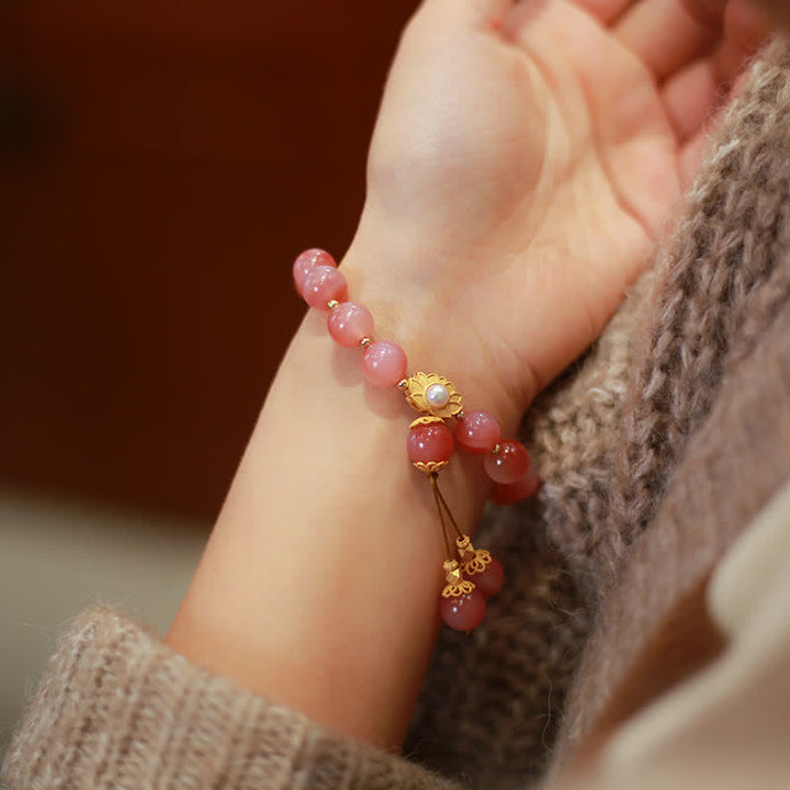 Pulsera de iluminación de flor de loto de ágata Yanyuan de plata de ley 925 con Buddha Stones