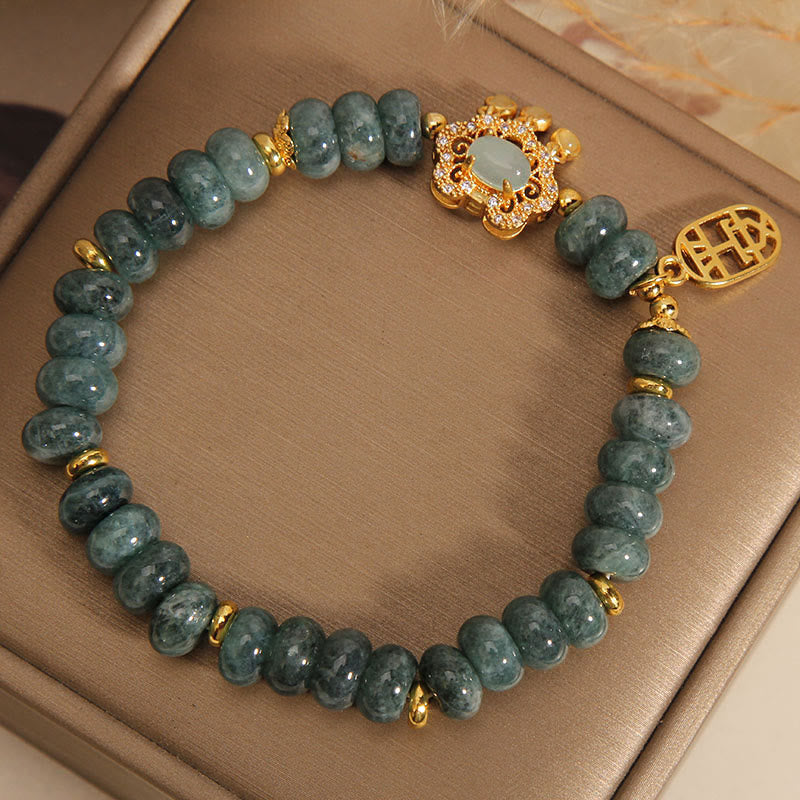 Buddha Stones Natural Jade Chino Cerradura Encanto Paz Suerte Abundancia Pulsera