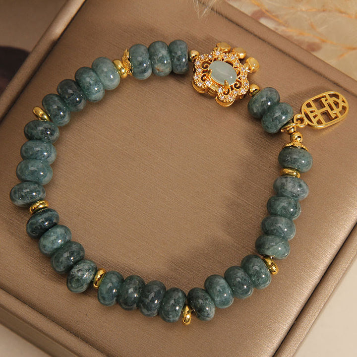 Buddha Stones Natural Jade Chino Cerradura Encanto Paz Suerte Abundancia Pulsera