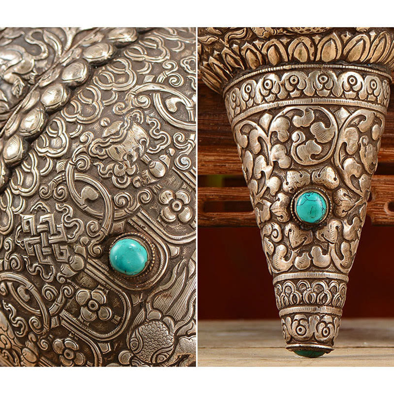 Shankha Natural hecho a mano tibetano grabado ocho símbolos auspiciosos Concha decoración del hogar de la suerte - image 7