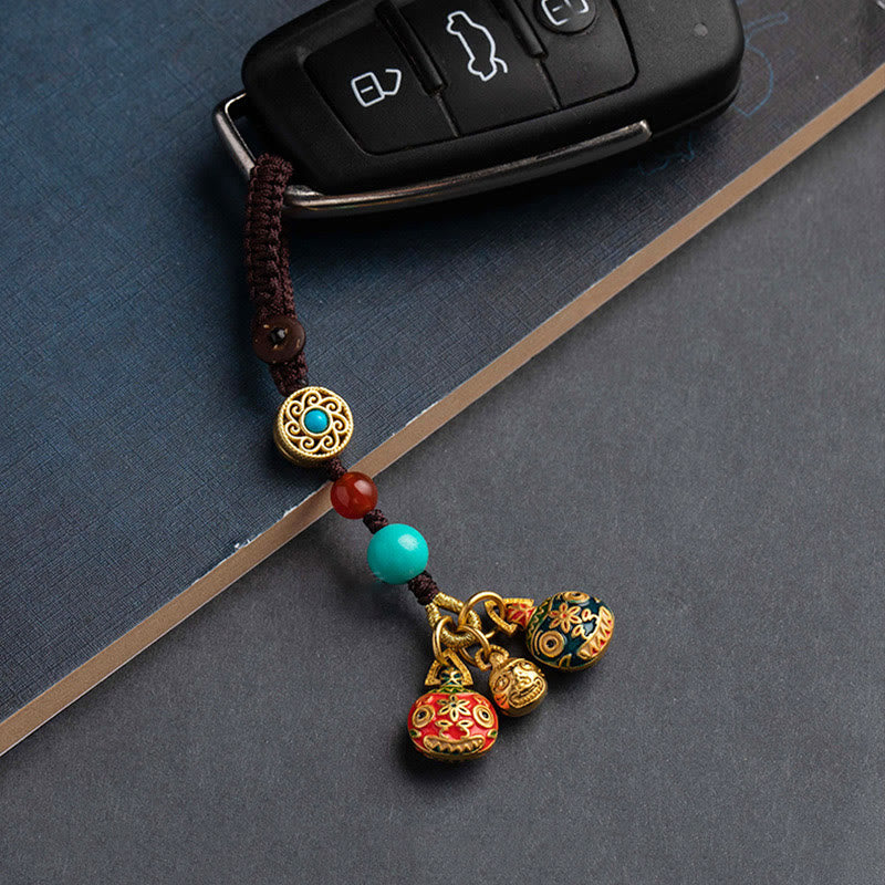 Buddha Stones, oro, bestia tragadora, familia, suerte, llavero de coche, decoración colgante para teléfono