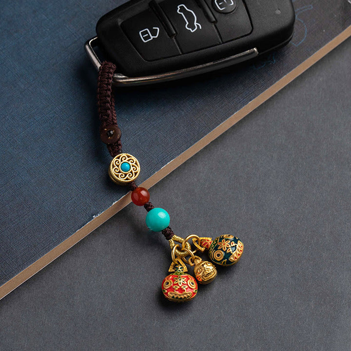 Buddha Stones, oro, bestia tragadora, familia, suerte, llavero de coche, decoración colgante para teléfono