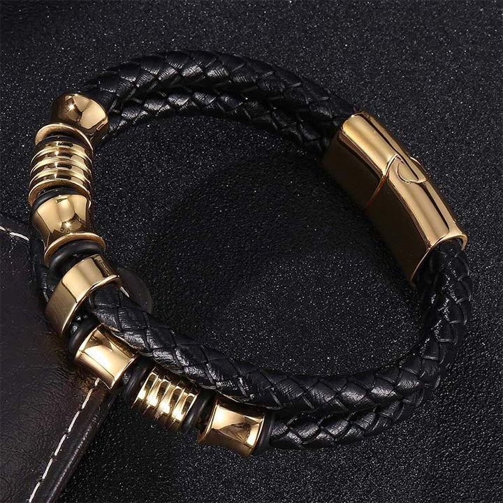 Pulsera Fortune con tejido de cuero en capas de Buddha Stones