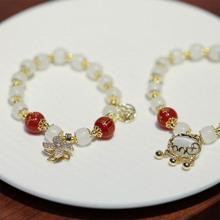 Pulsera de bendición de personaje Fu con dije de cerradura china de molino de Buddha Stones