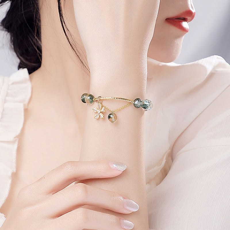 Pulsera con dije de confianza de cristal fantasma verde de Buddha Stones