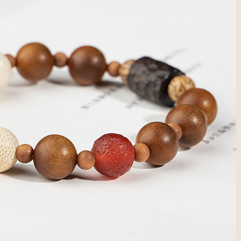 Buddha Stones, rayo, madera, semilla Bodhi, garra de gato, protección auspiciosa, pulsera con borlas - image 5