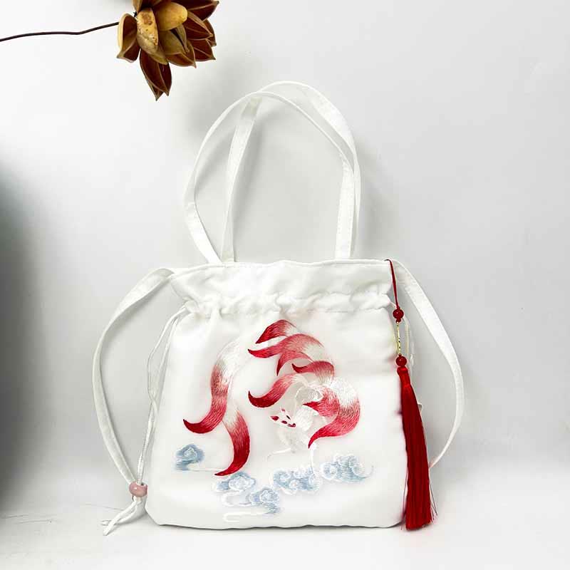 Buddha Stones Suzhou bordado Lotus Deer Epiphyllum peonía conejo algodón lino bolso bandolera bolso de hombro