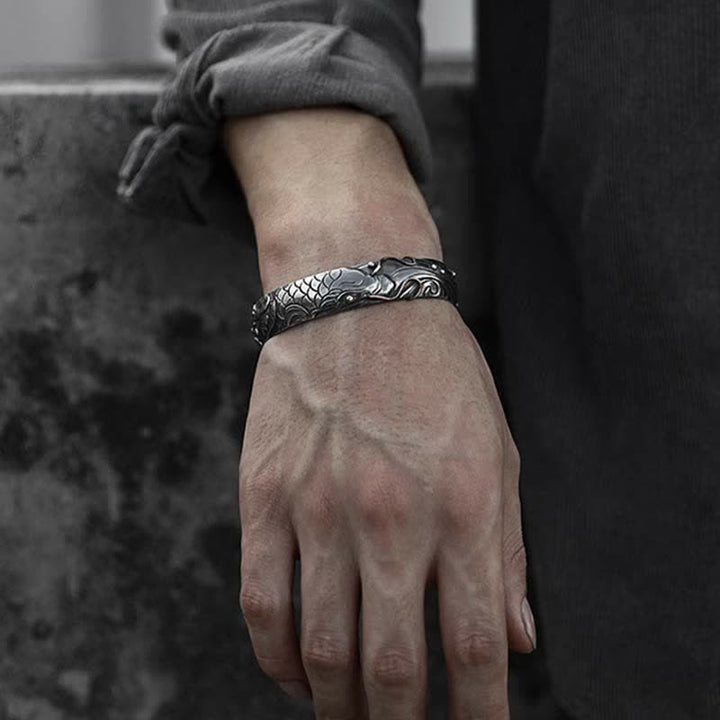 Brazalete de plata de ley 999, oro 990, pez Koi, suerte, riqueza, éxito - image 3