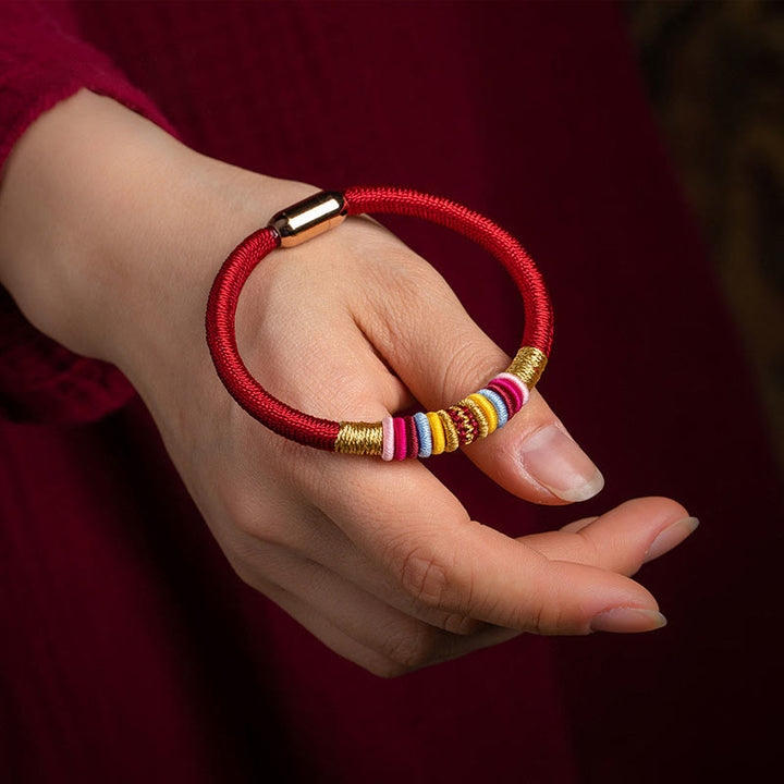 Pulsera trenzada con hebilla magnética hecha a mano con nudo King Kong tibetano de Buddha Stones