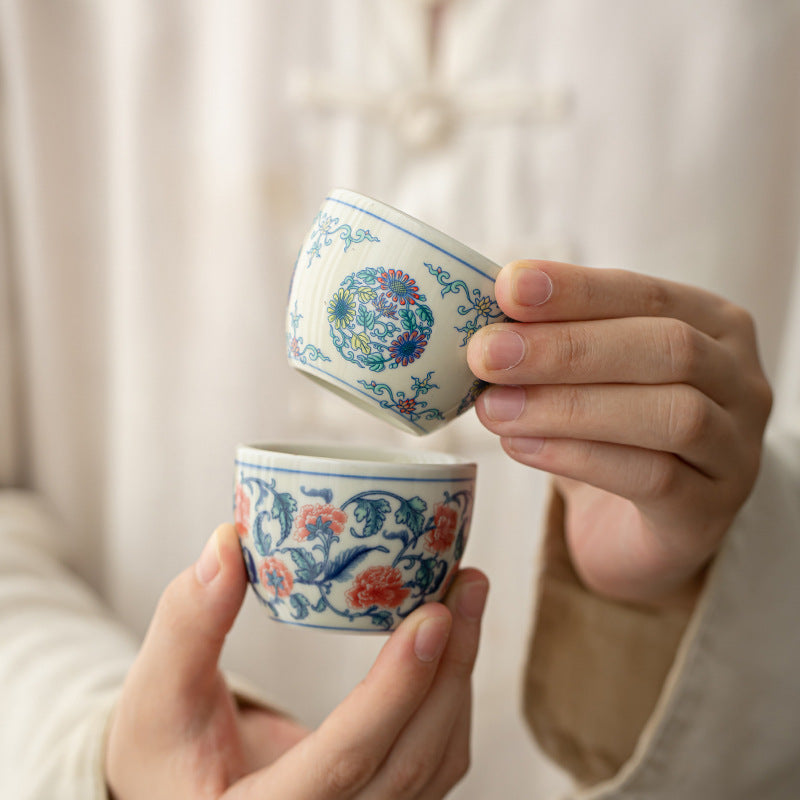 Taza de té de Buddha Stones, pez Koi, Arowana, peonía, girasol, taza de té de Kung Fu, 60ml