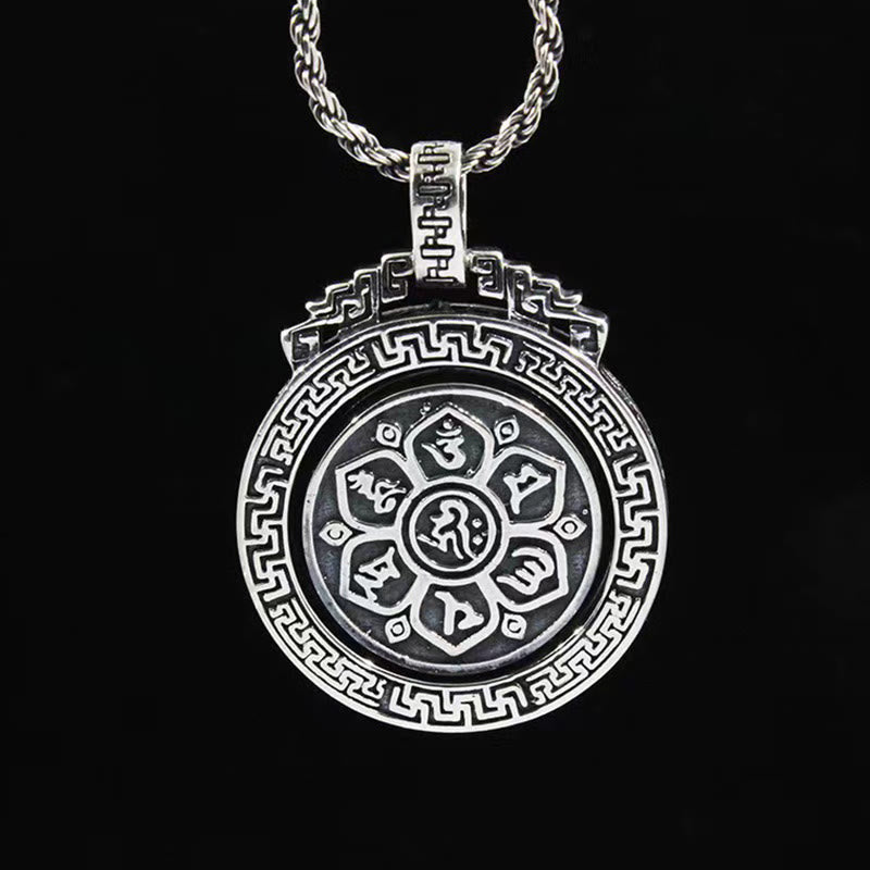 Colgante de collar de paz de pureza giratoria con Buddha Stones tibetanas Om Mani Padme Hum doble Dorje Vajra - image 5