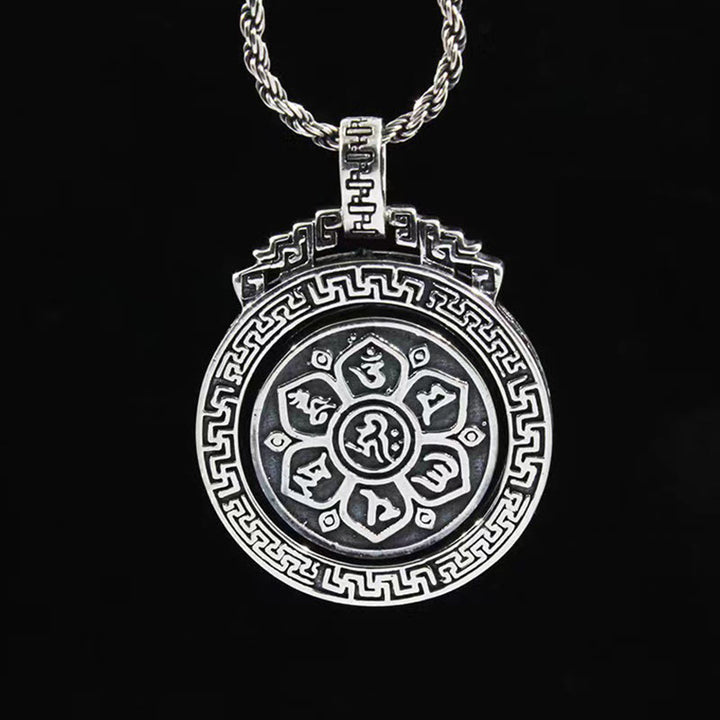 Colgante de collar de paz de pureza giratoria con Buddha Stones tibetanas Om Mani Padme Hum doble Dorje Vajra - image 5