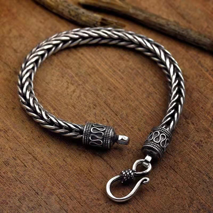 Pulsera con hebilla de riqueza con diseño trenzado y quilla de dragón vintage con Buddha Stones