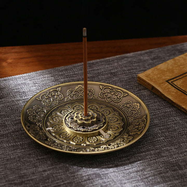 Buddha Stones, loto, dragón, Fénix, ocho símbolos propicios, soporte de varilla de incienso de aleación de Zinc, decoración quemadora de incienso curativo