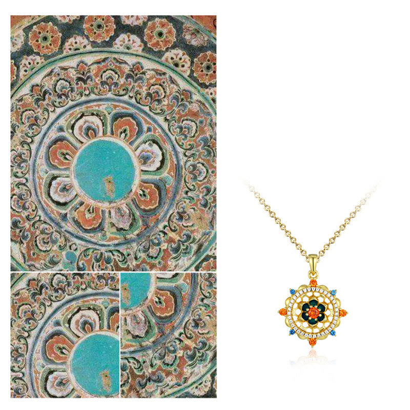 Colgante de collar de nuevo comienzo con Buddha Stones, flor de loto plateada de Ley 925, circonita colorida - image 6