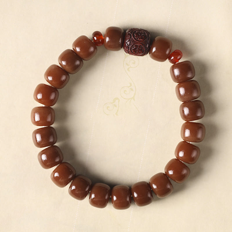 Pulsera de paz con cuentas de carácter Fu de nube auspiciosa de semillas Bodhi de Buddha Stones