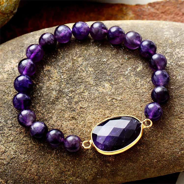 Pulsera con patrón de marquesa de equilibrio de cristal de amatista natural con Buddha Stones