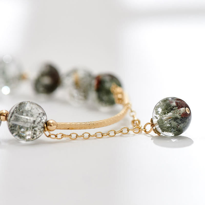 Pulsera con dije de confianza de cristal fantasma verde de Buddha Stones