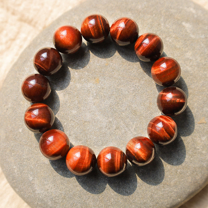 Pulsera de cuentas curativas de ojo de tigre natural con Buddha Stones - 14 mm - image 0