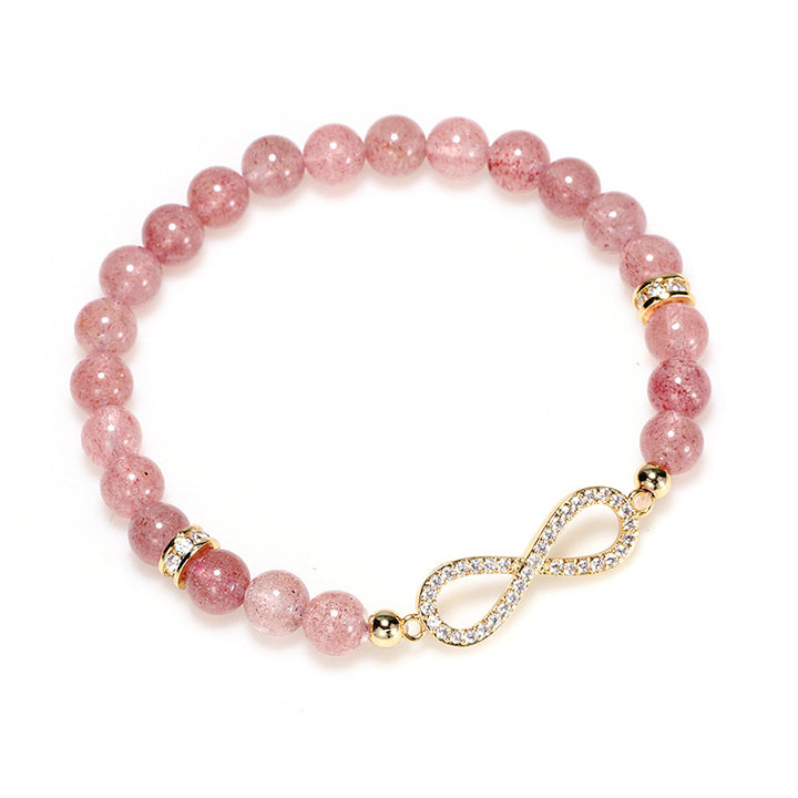 Pulsera curativa positiva de cuarzo fresa Natural con Buddha Stones