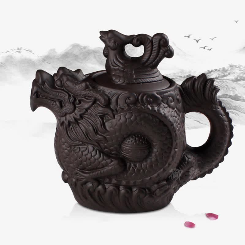 Tetera de cerámica Dragon Phoenix vintage