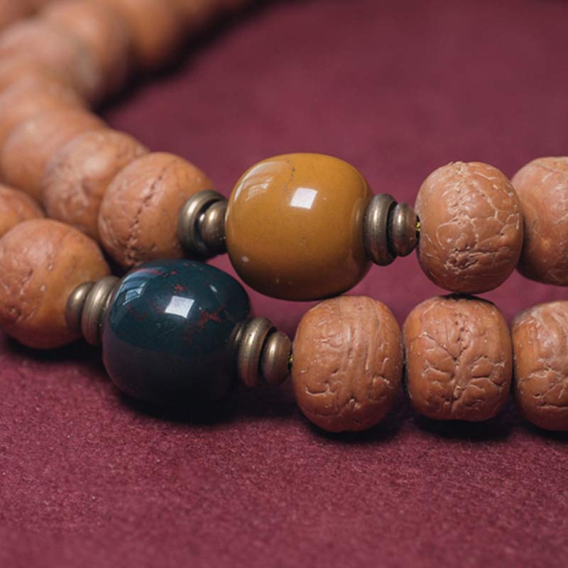 Pulsera de borla de paz con cuentas Dzi de semillas Bodhi de 108 cuentas Mala