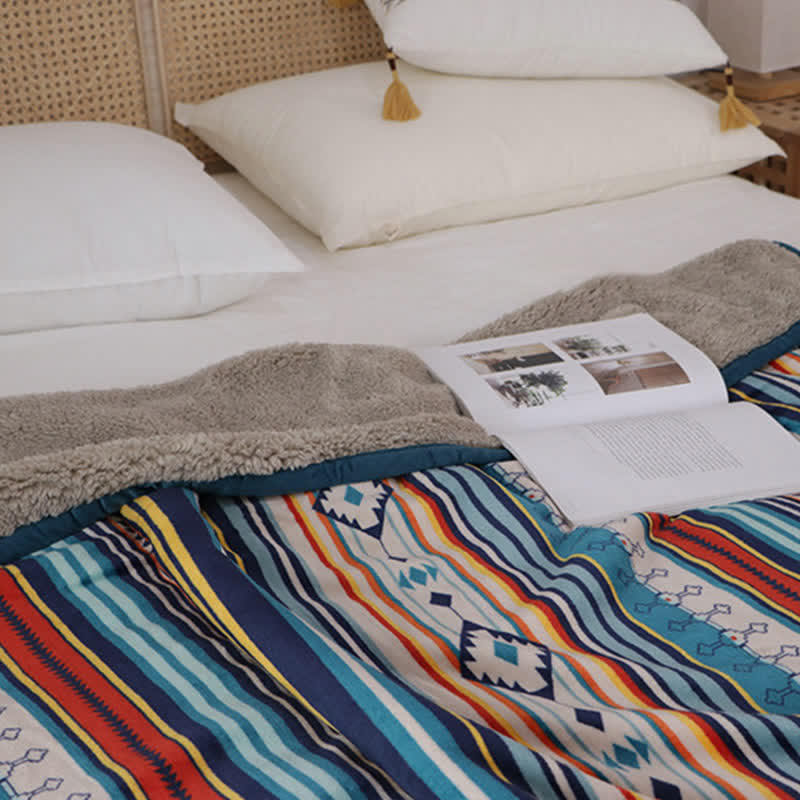 Manta de cama suave y cálida geométrica - image 19