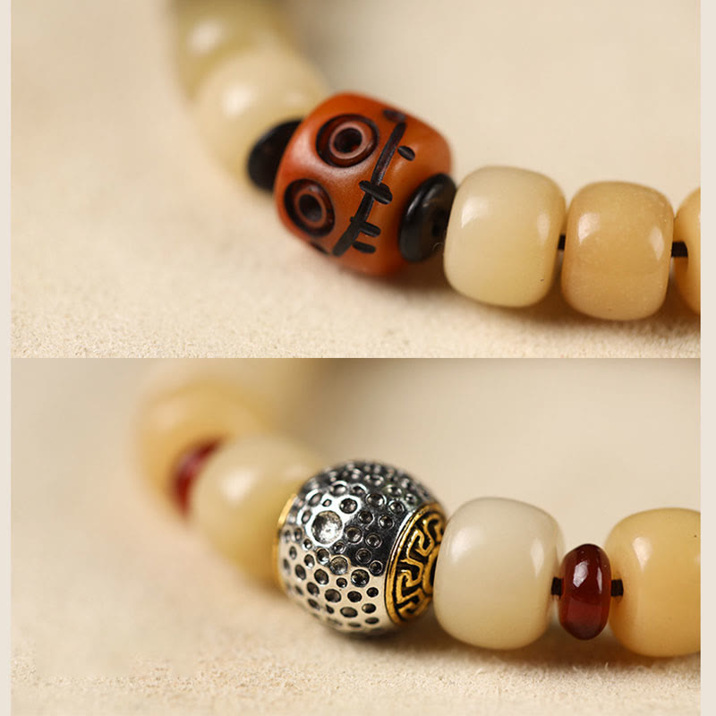 Buddha Stones Semilla Bodhi Natural El Señor del Bosque Cadáver Om Mani Padme Hum Pulsera de Sabiduría